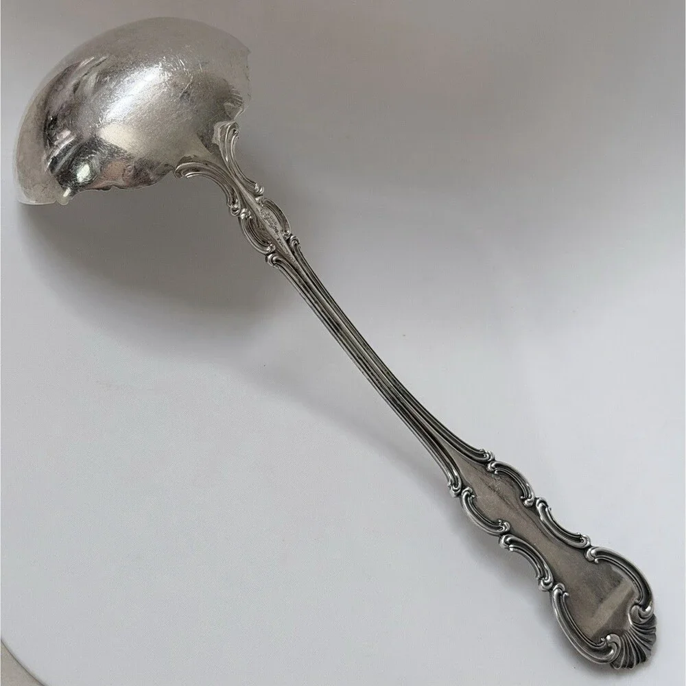 Antique 1835 R.Wallace Troy Silverplate 1902 Oyster Serving Ladle Solid 9 3/8”